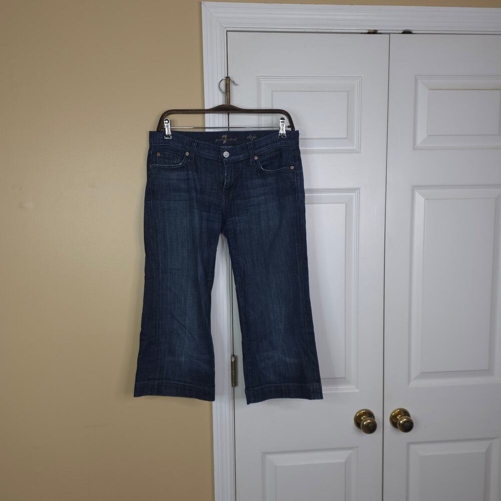 7 For All Mankind Women's Crop Dojo Flare Jeans in Dark Wash Size 28
